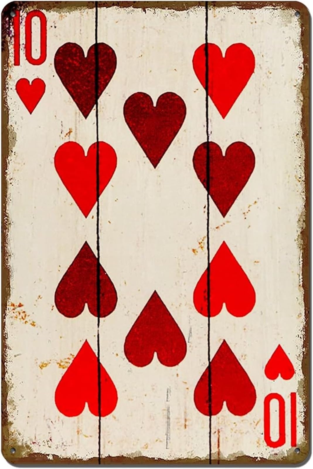 IDGTTLDF Vintage Poker Heart Ten Casino Metal Tin Sign for Man Cave Home Cafe Pub Bar Entryway Wall Hanging 8 X 12 in
