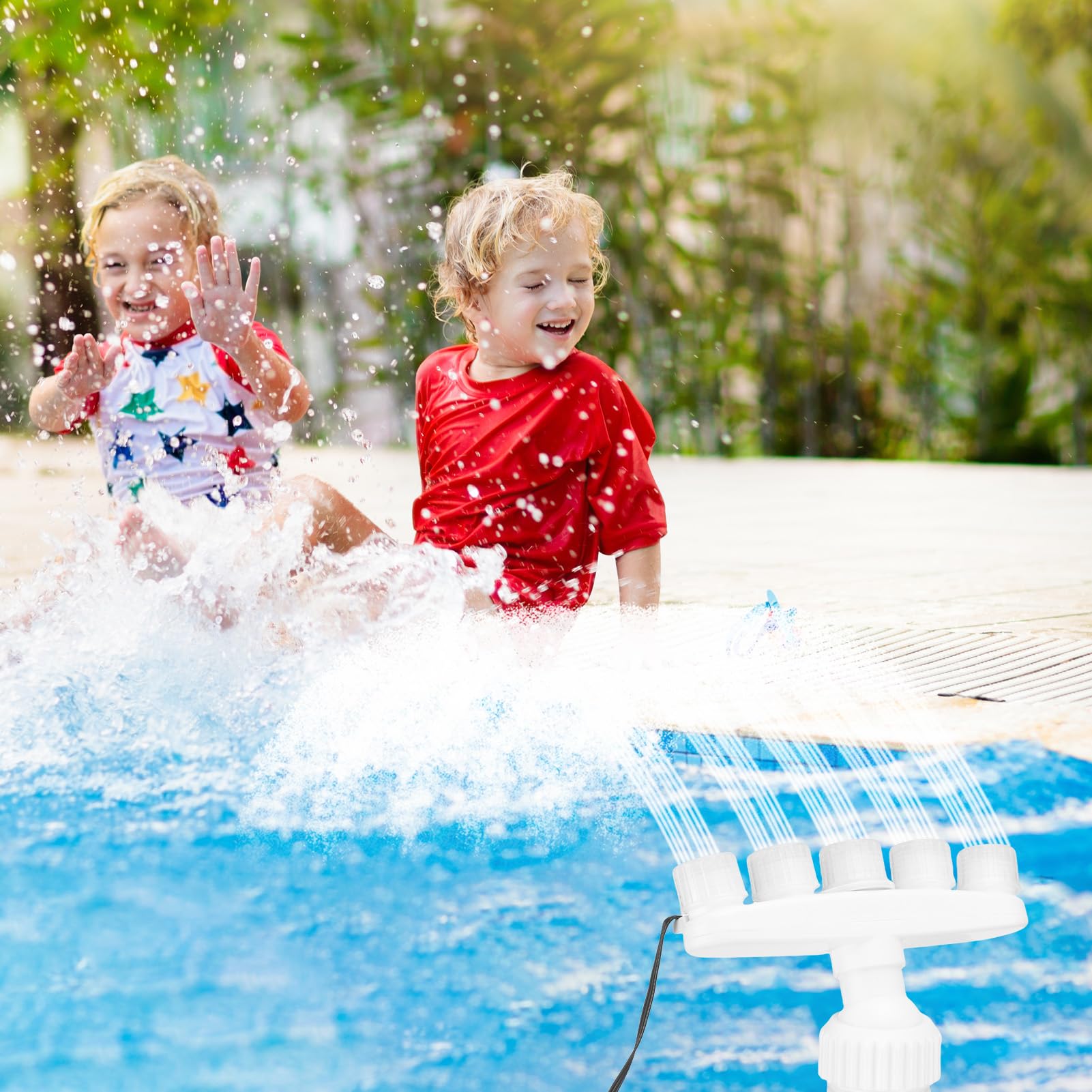 Fontana Solare per Piscina, Spruzzatore a Cascata ad Energia Solare con Pressione dell'Acqua Regolabile