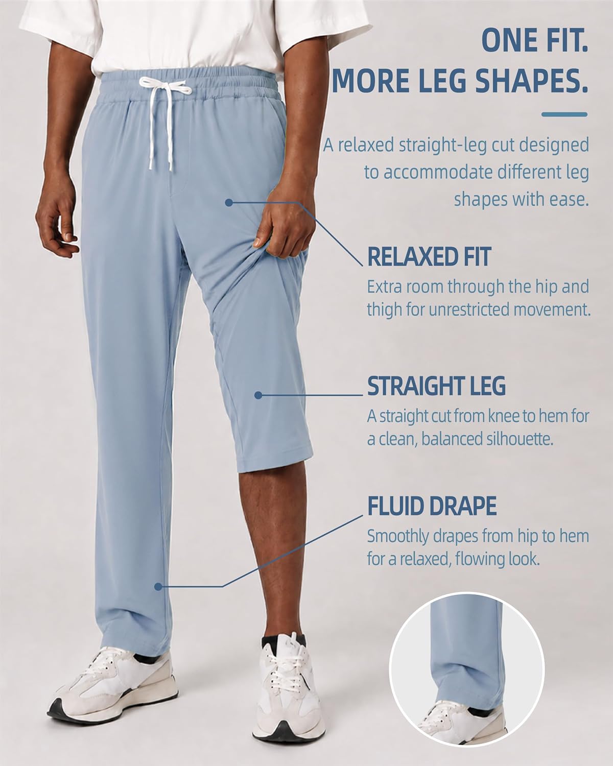 Kallspin Mens Yoga Pants 4 Way Stretch Relaxed Straight Leg Workout Pants