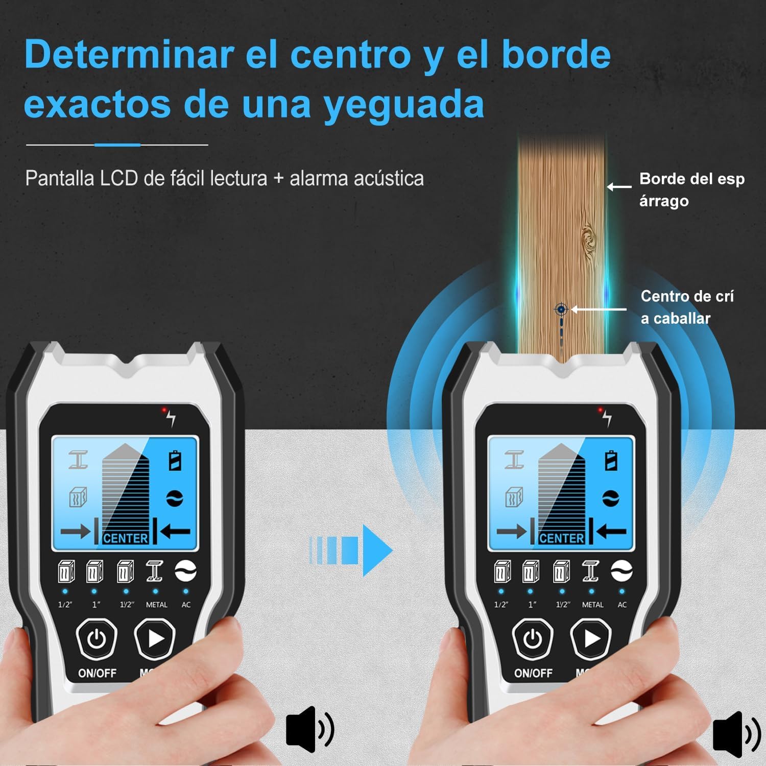 FOLAI Detector de Metales,5 in 1 Detector de Pared Digital y Gráfico,Herramientas Bricolaje,Detector de Metales,Detector Cables y tuberias,Escáner de Pared para Detectar Cables Bajo Tensión y Metales