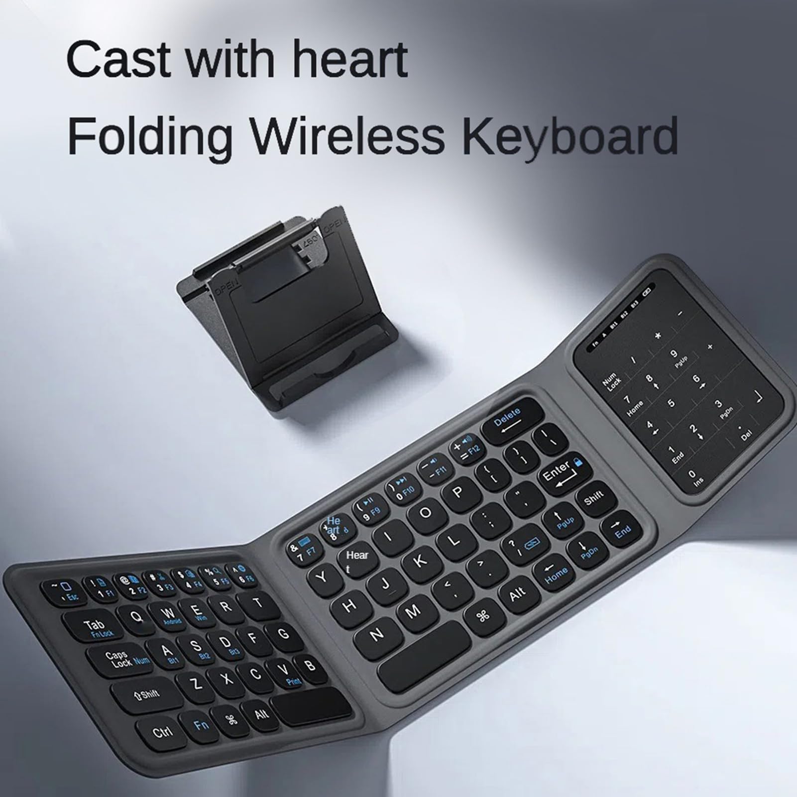Tosuny Tastiera Bluetooth Pieghevole con Touchpad, Tastiera Wireless Pieghevole con Interruttore a Forbice, Tasto Silenzioso, Tastiere Pieghevoli Tascabili Full Size Ricaricabili per