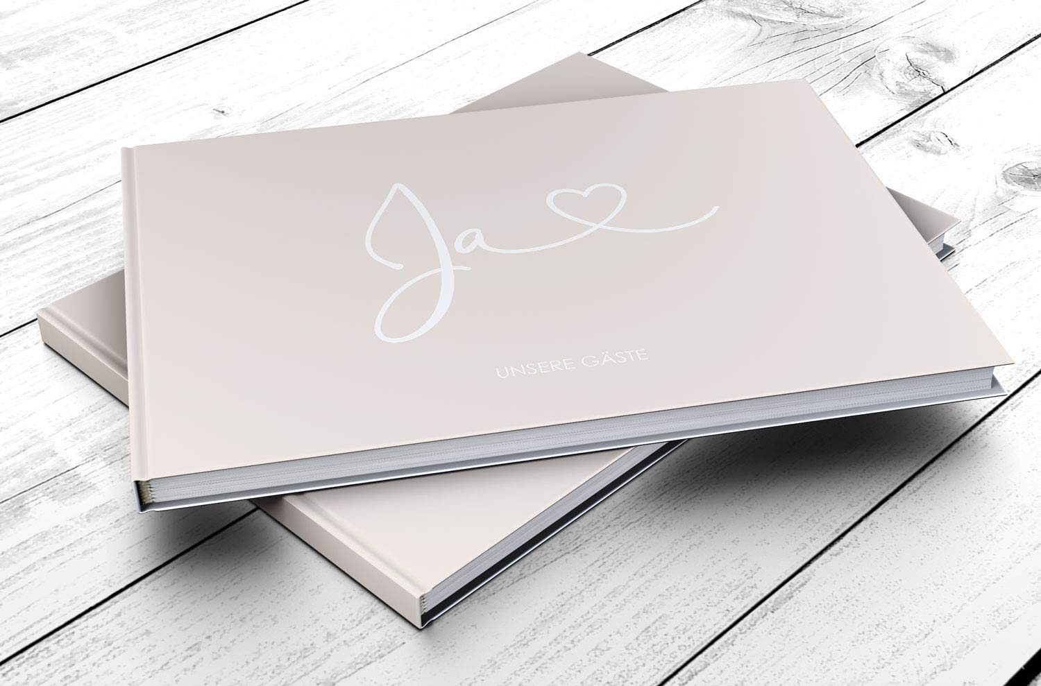 Gästebuch zur Hochzeits - PERSONALISIERT mit Namen & Datum - Hardcover Buch, 104 Seiten, DIN A4 quer | Hochzeitsgästebuch (Inhalt weiße Seiten - blanko, JA)