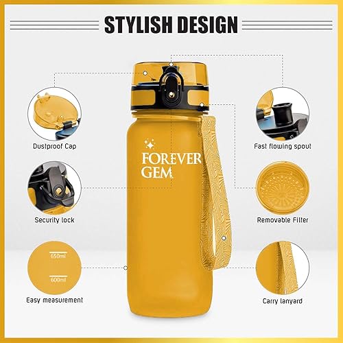 Miniatura 7 de FOREVER GEM Botella de agua con tapa para chug, capacidad de 21 onzas, diseño a prueba de fugas para gimnasio, fitness y viajes, ideal para mujeres,