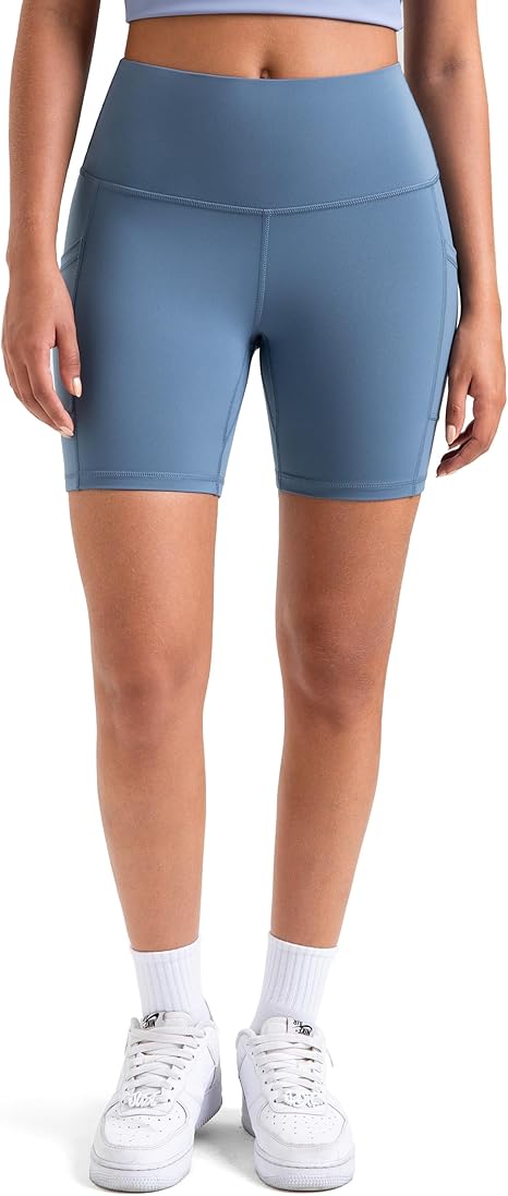Colorfulkoala Women's High Waisted Biker Shorts with Pockets 6" Inseam Workout & Yoga Tights
