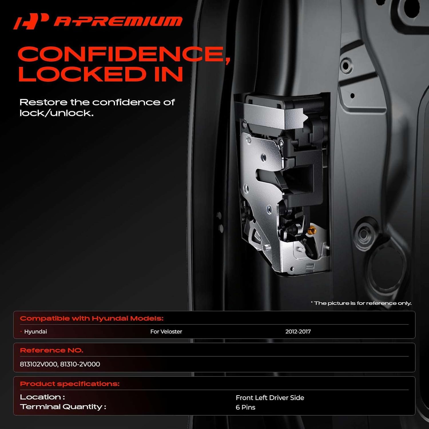 A-Premium Front Left Driver Side Door Lock Actuator Compatible with Hyundai Veloster 2012-2017