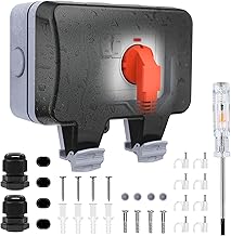 Aussensteckdose Wasserdicht IP66 2 Fach Outdoor Steckdose Außensteckdose mit Schalter Kontrollleuchte, Wandsteckdose Feuchtraum Aufputz Gartensteckdose Staubdicht Wetterfest mit Klappdeckel