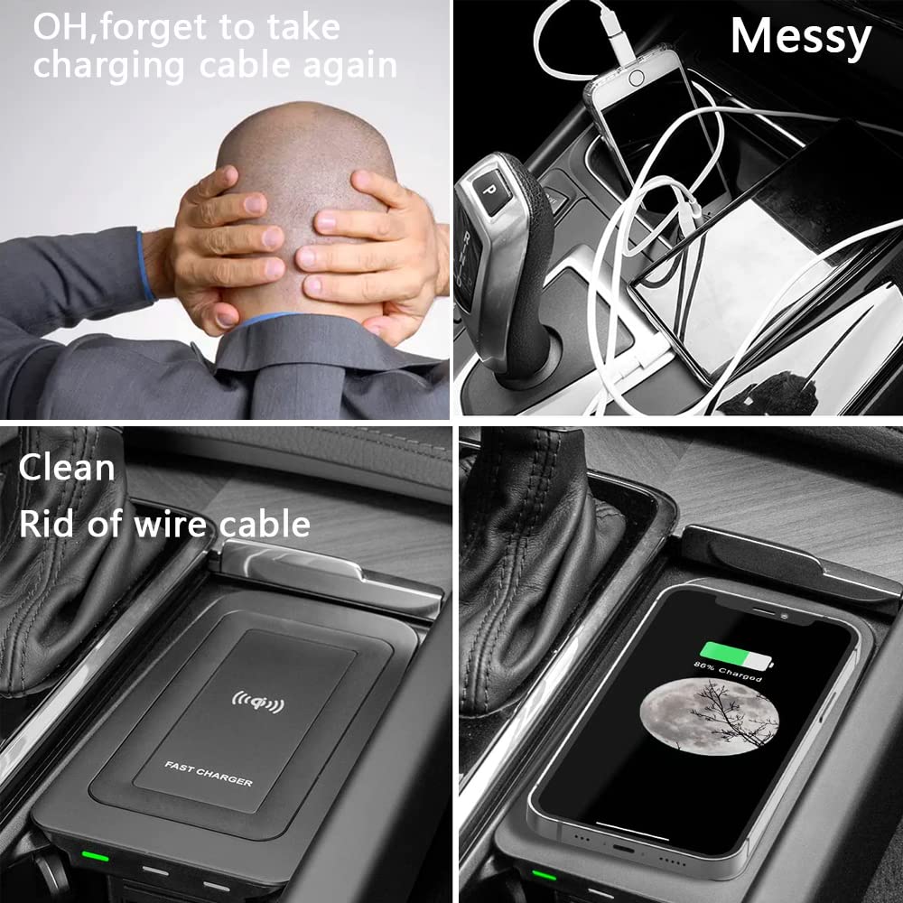 Car Wireless Charger Mount fit for Volvo XC90,XC60,S90,V90,S60,V60 2023 2022 2021 2020 2019 2018 2017,QC 3.0 Fast Charging Compatible with Other Wireless Charging Devices Such as iPhone and Samsung