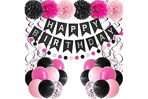 ANSOMO Black and Pink Party Decorations for Girls