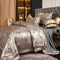 DXHOME Seiden Beddengoed, 200 x 220 cm, grijs, blauw