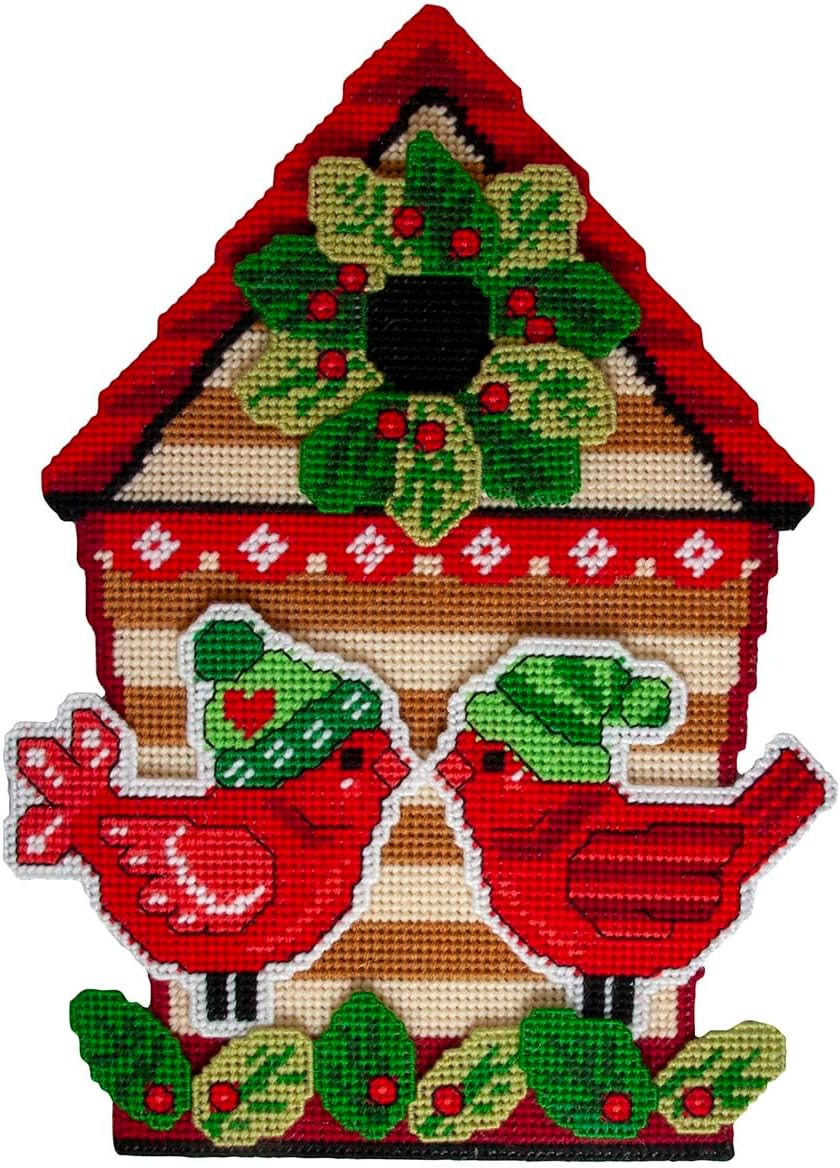 Herrschners Cozy Birdhouse Wall Hanging Plastic Canvas Kit
