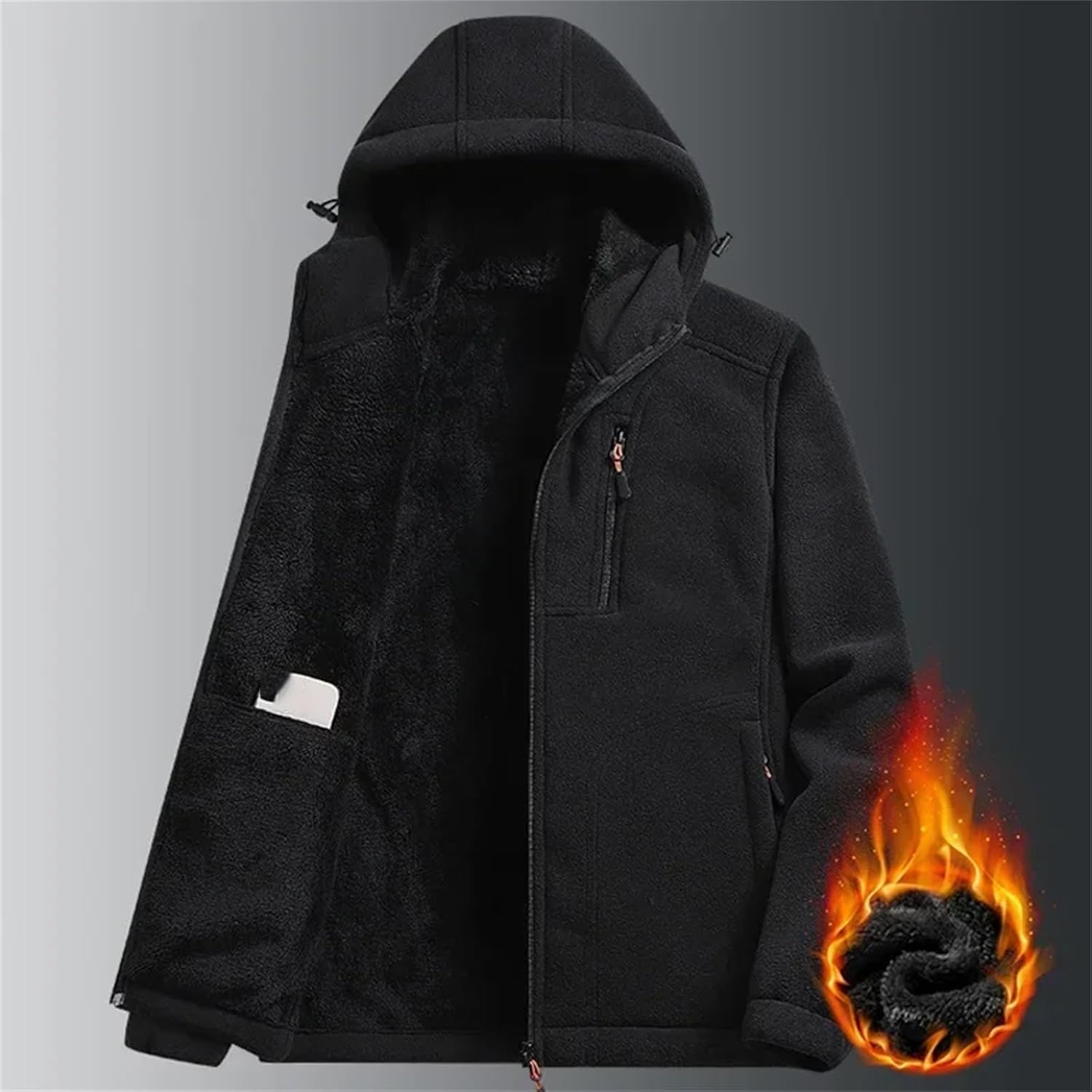 Men's Hoodie Fleece Warm Windbreakers Winter Camping Hiking Jackets Tactical Soft Polar Coats