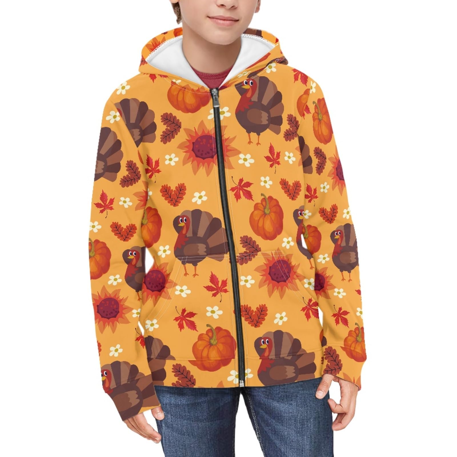 Coloranimal Unisex Girls Boys Long Sleeve Casual Hoodies &amp; Sweatshirts Tops Kids Zip Up Jacket Coat Age 6-16 Year