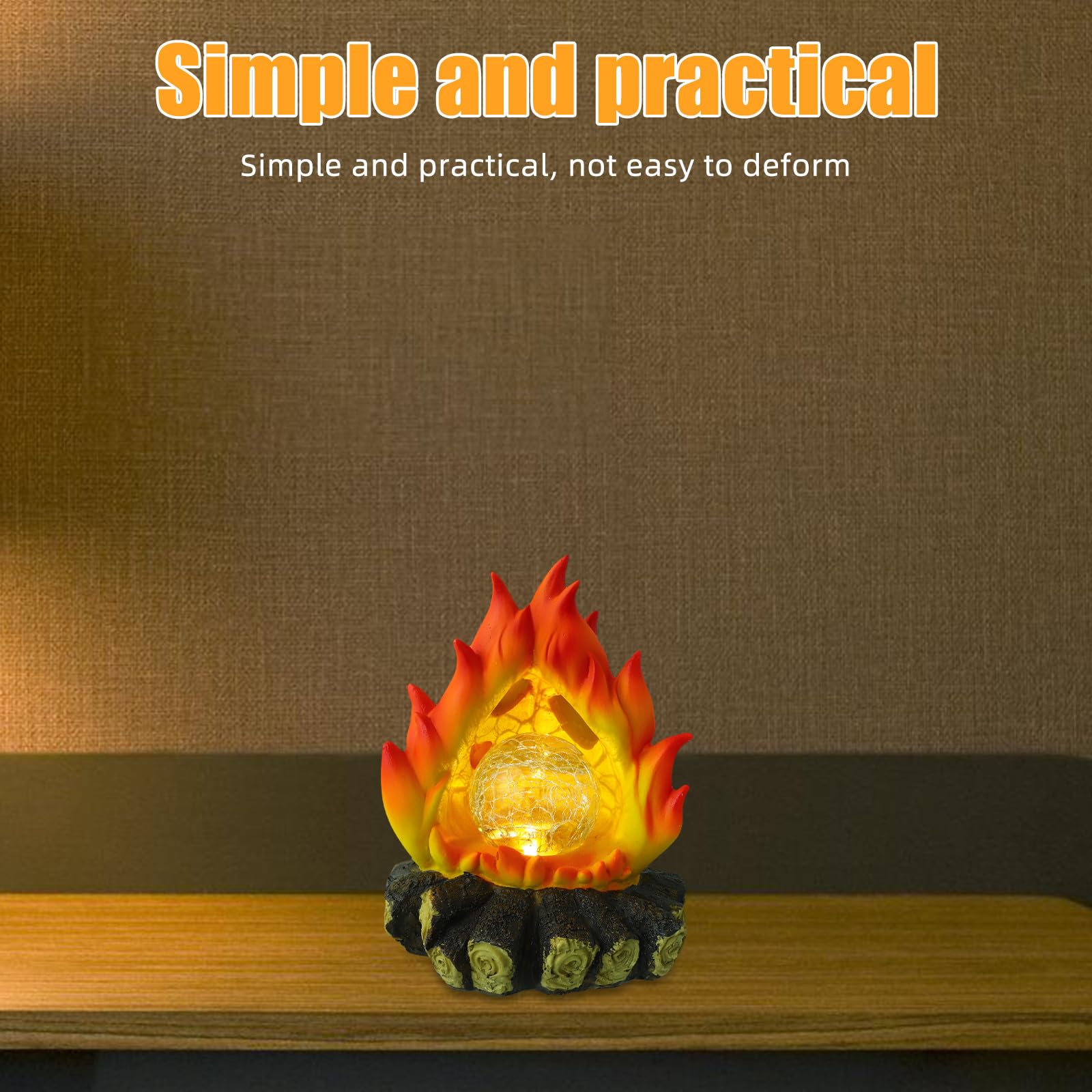 BESPORTBLE Lampada Solare Effetto Fuoco Finto in Resina Resistente alle Intemperie per Decorazione Casa e Feste di Halloween e Natale Luce Notturna LED Realistica