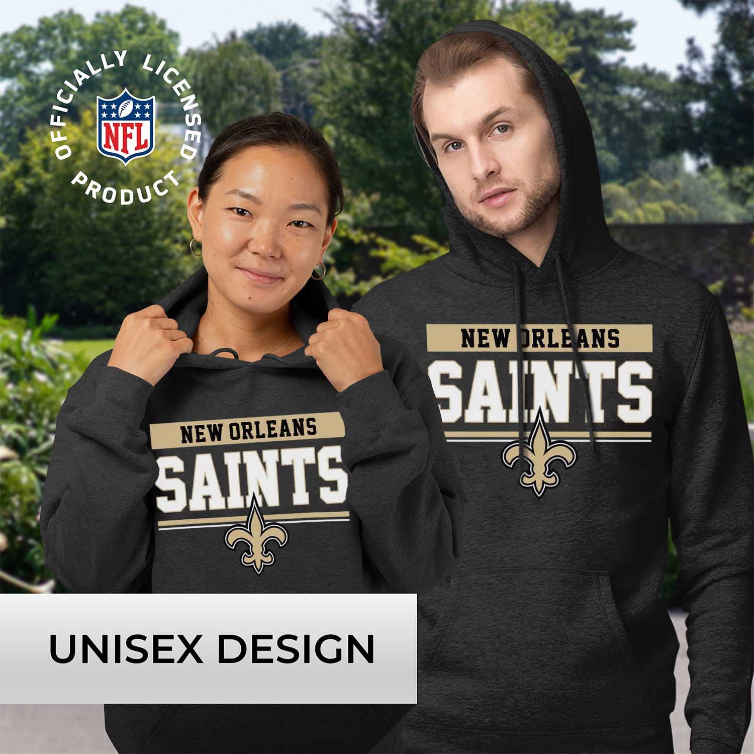 Team Fan Apparel NFL Adult Gameday Charcoal Hooded Sweatshirt - Cotton & Polyester - Stay Warm & Represent Your Team in Style (New Orleans Saints - Charcoal, Medium)