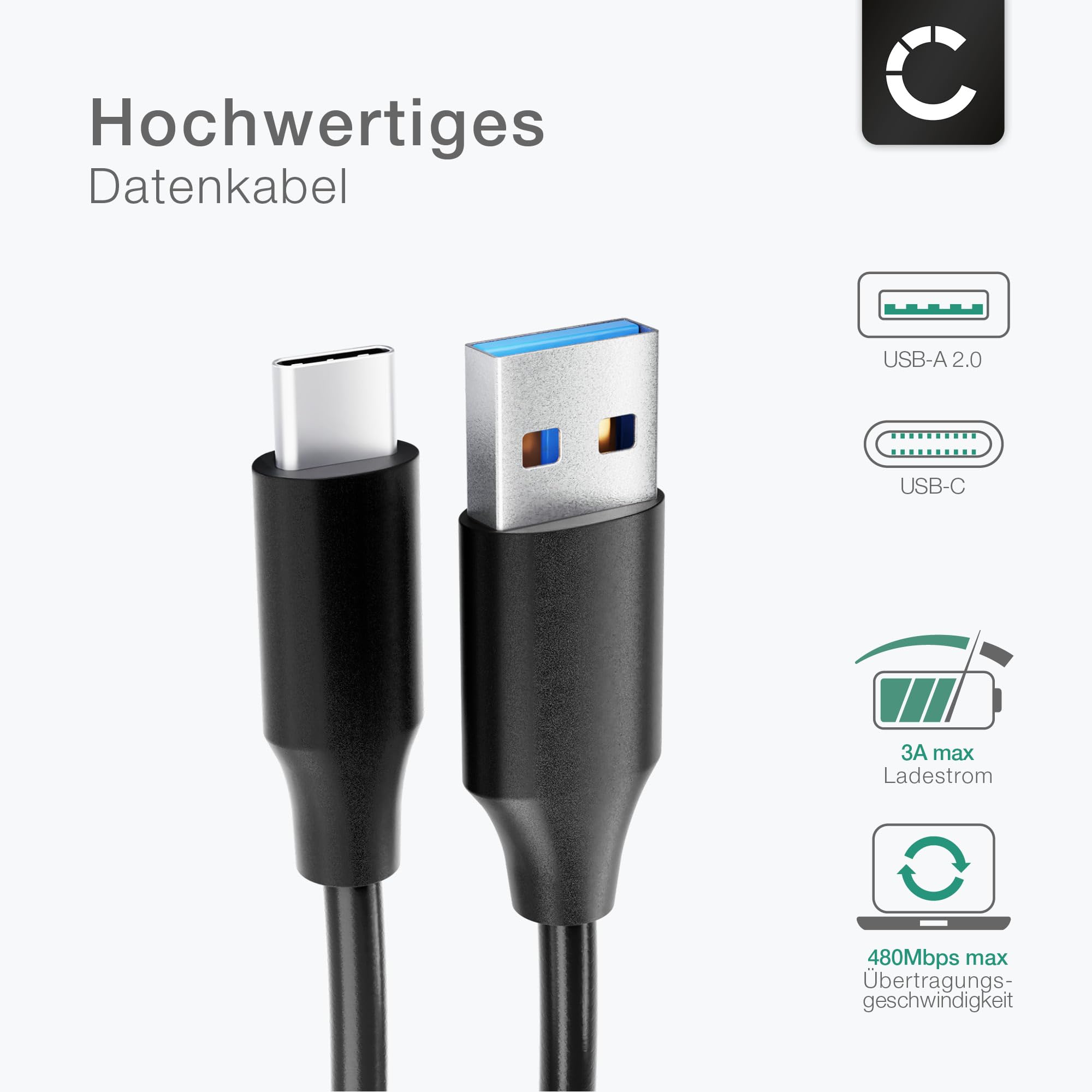 subtel USB C Type C Ladegerät USB Kabel - 2A / 2000mA Ersatz Ladekabel kompatibel mit JBL Charge 4, Flip 5, Pulse 4, Tuner 2, Tuner XL, GO 3, Link Portable Lautsprecher Musikbox - Speaker Charger