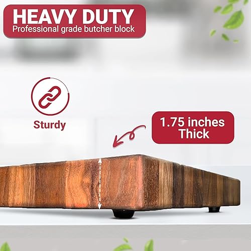 Miniatura 3 de Fabricado en Estados Unidos - Tablas de cortar de madera de nogal (grano final de 20 x 16 pulgadas con patas y ranura para jugo)