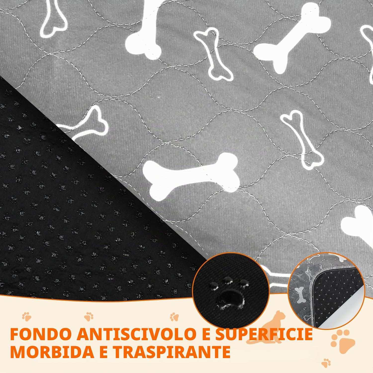 Baodan Traverse Cani, 2pc Traversine Lavabili per Cani 122x152cm Assorbenti | Antiperdita, resistente, per cani, tappetino per la pulizia del cane con fondo antiscivolo, apprendimento della pulizia