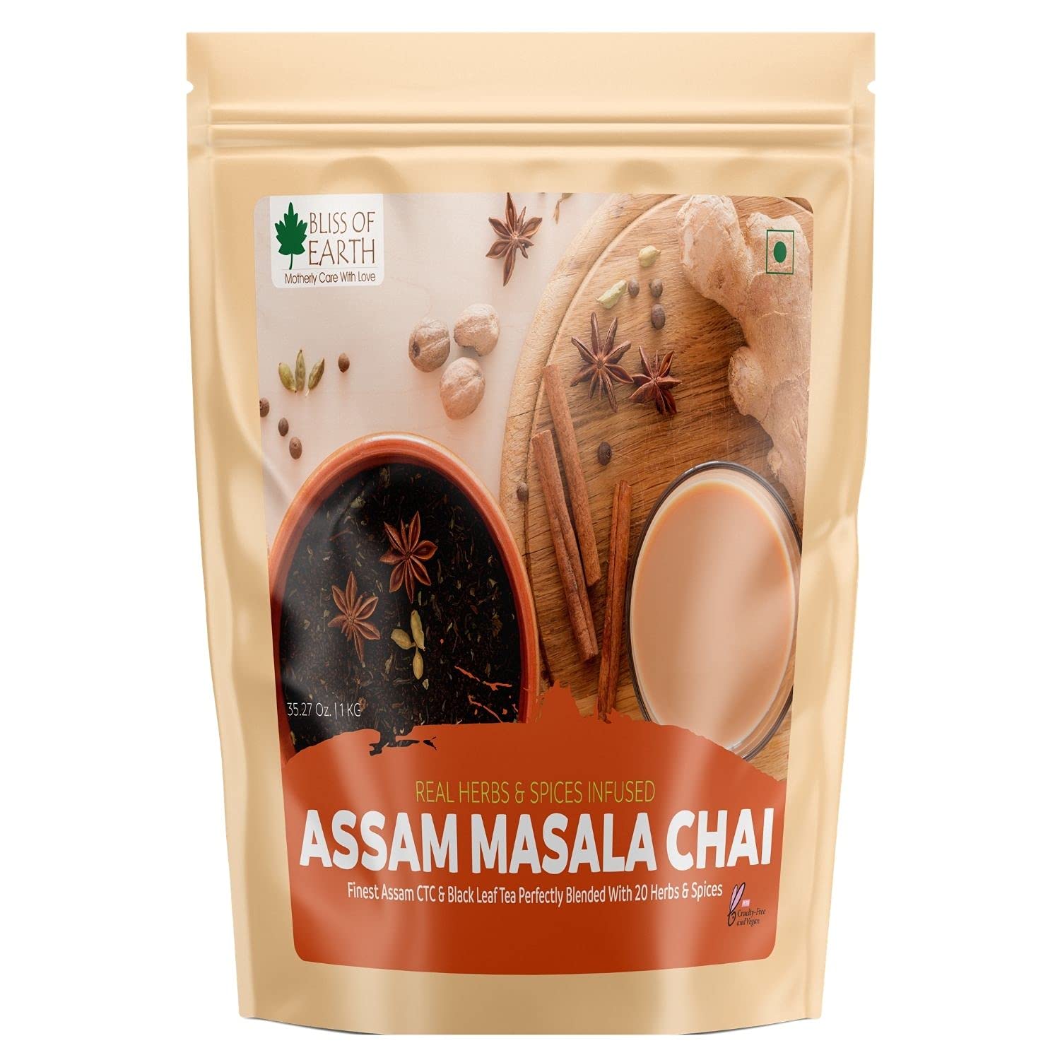 Sponsored Ad – Bliss of Earth Finest Assam Masala Chai, Blended CTC leaf infused with 20 real herbs & spices, masala tea 1kg