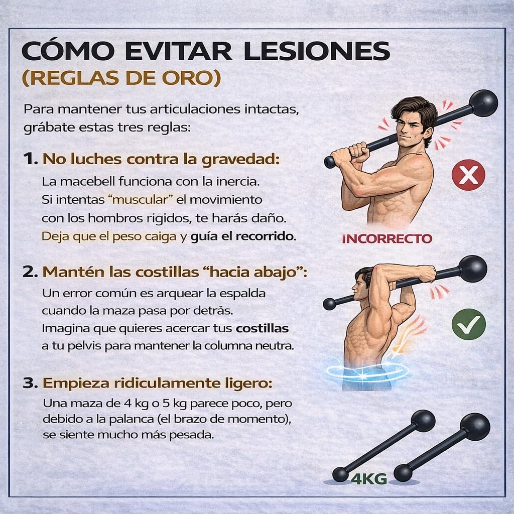 Cannon Macebell de Acero 4-10kg | Steel Mace Profesional para Cross Training y Fitness | Entrenamiento Funcional para Core, Fuerza, Agarre y Movilidad | Mango Antideslizante