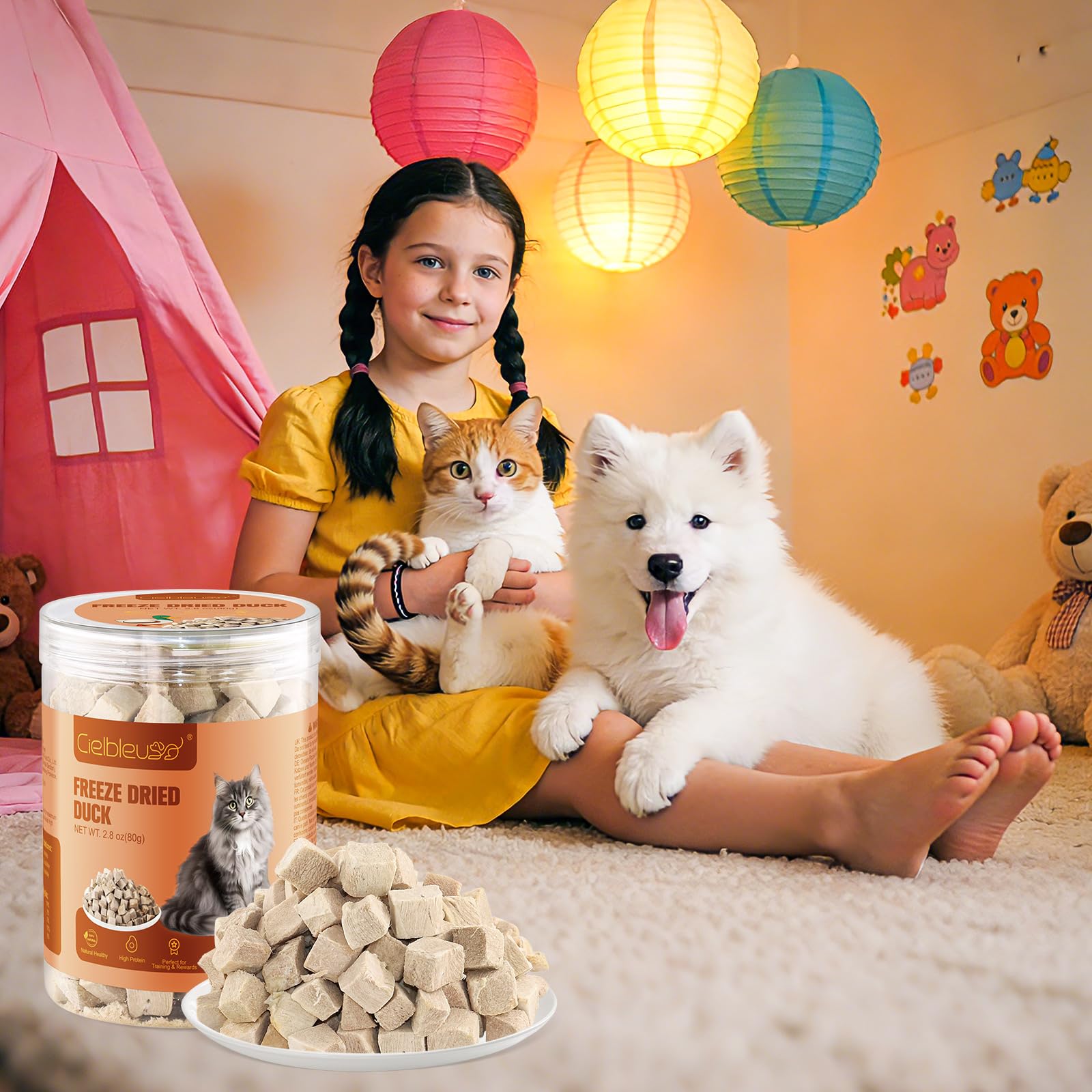 Friandises Lyophilisées pour Chats, Friandises Lyophilisées au Canard pour Chiens et Chats, 100% Magret de Canard, Riche en Protéines, sans Gluten ni Céréales (80g)