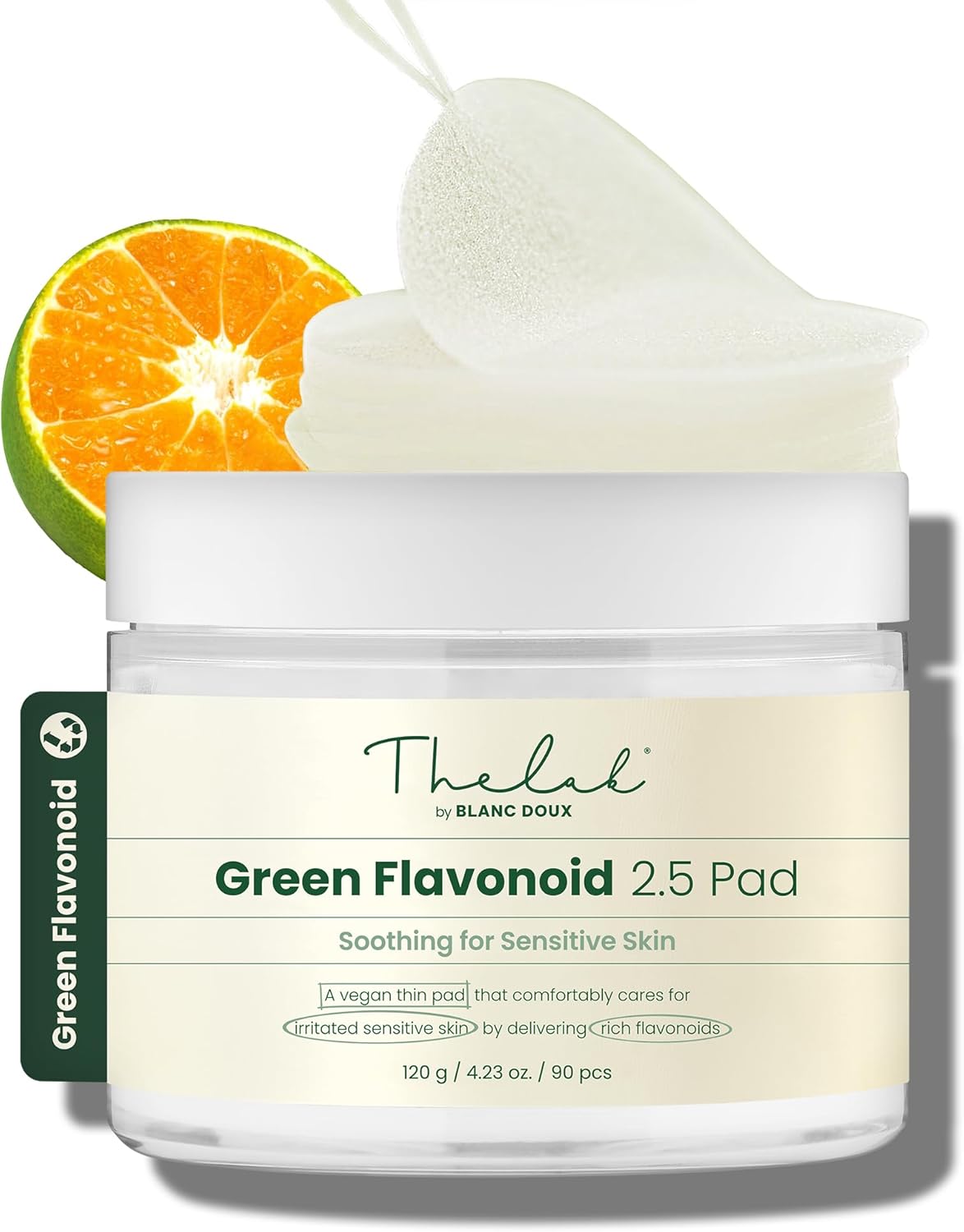 THE LAB BY BLANC DOUX Green Flavonoid 2.5 Toner Pads (90 pcs.) -Gentle Skin Care Toner Pads for Acne-Prone Skin - Soothing and Hydrating Formula for Sensitive Skin, Green Flavonoid - Image 4