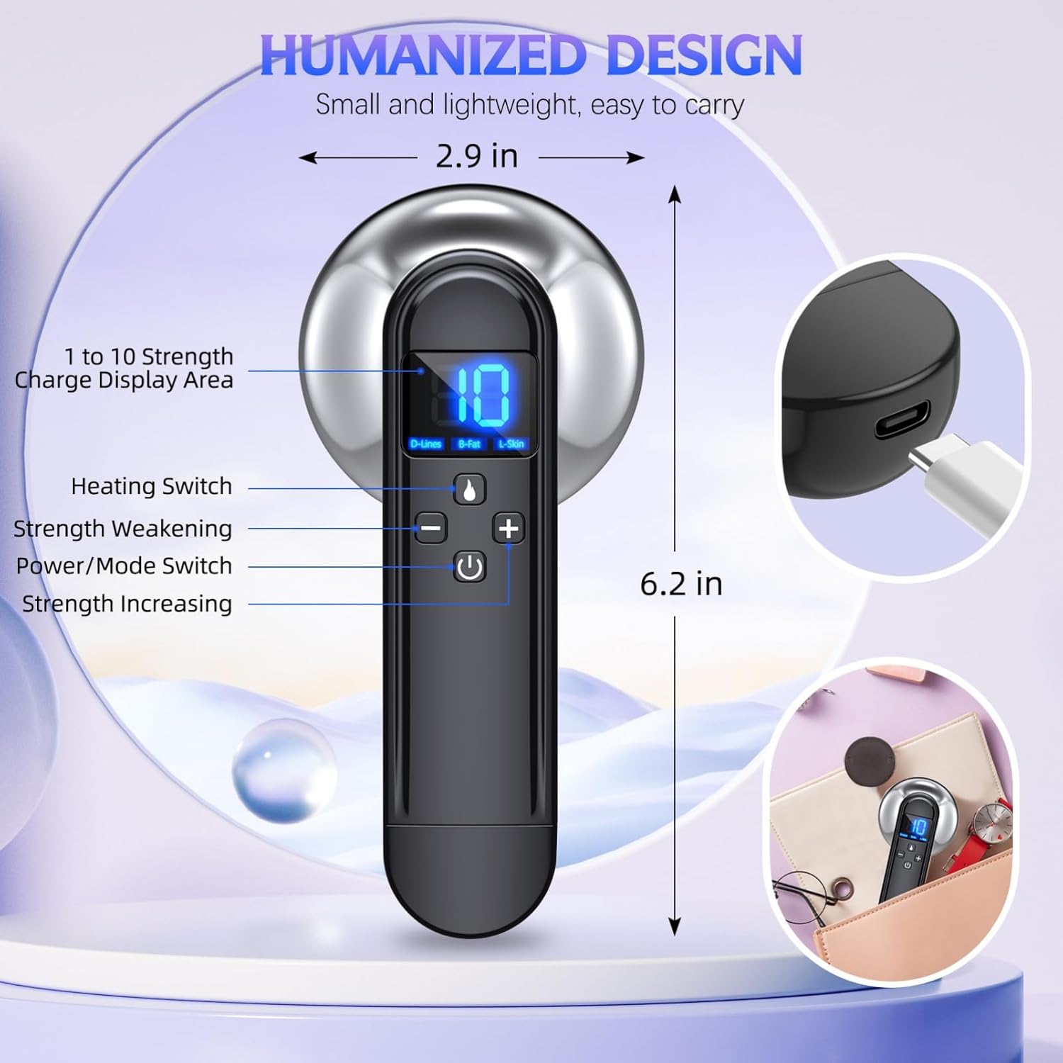 COMEBY Body Sculpting Machine - Professional Handheld Cordless Cellulite Massager - Suitable for Belly, Neck, Legs, Hip, Arms - Image 4