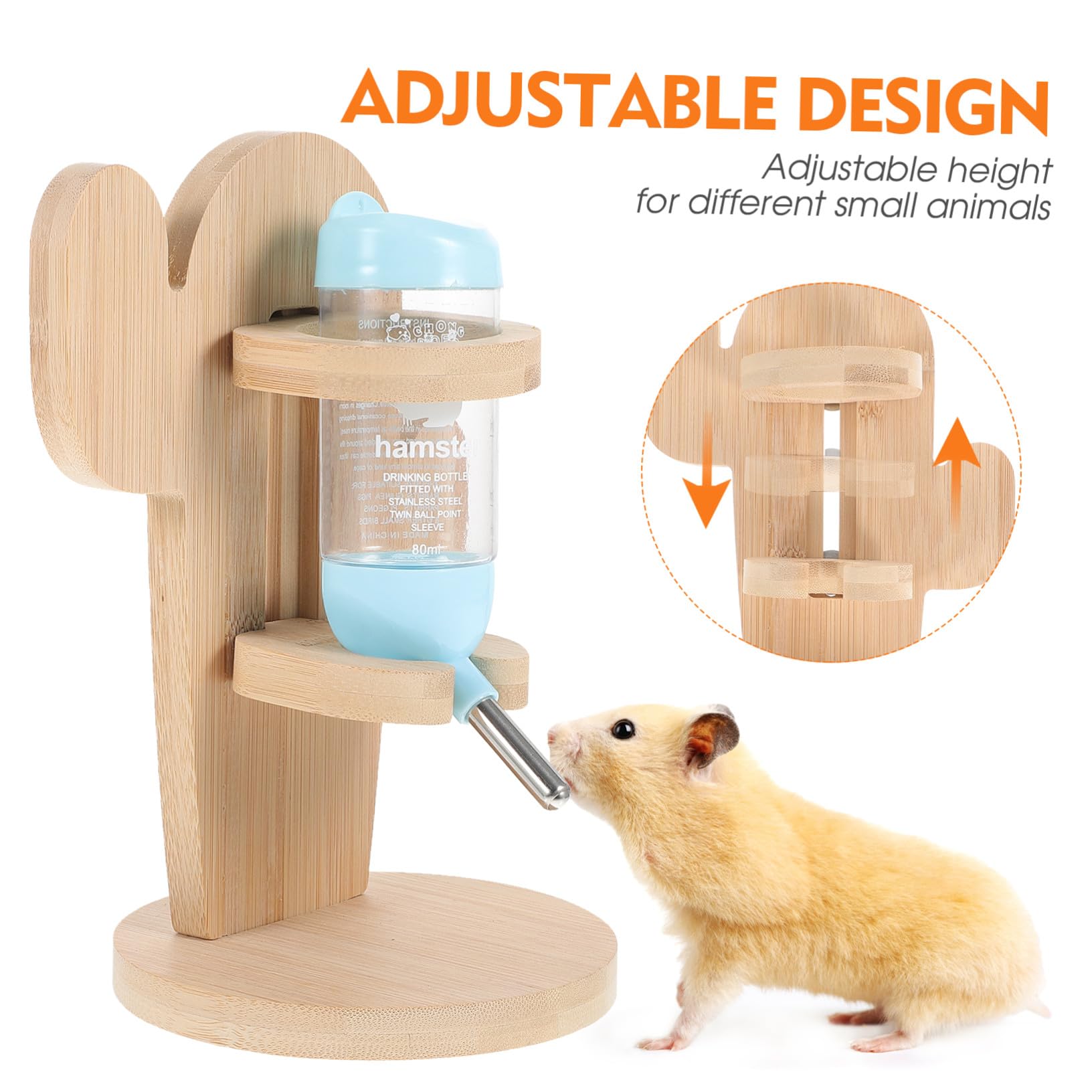 FRCOLOR Support D'abreuvoir Vertical en Bois et Plastique Bouteille d'eau Transparente Design Pratique et Anti-Fuite et Couleur Aléatoire pour Chinchillas et Petits Animaux pour Cages