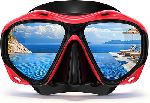 Scuba Mask Adults, Diving mask, Snorkel Swimming Goggles with Nose Cover for Youth, Free Diving Mask, Panoramic HD Tempered Glass Snorkeling Gear