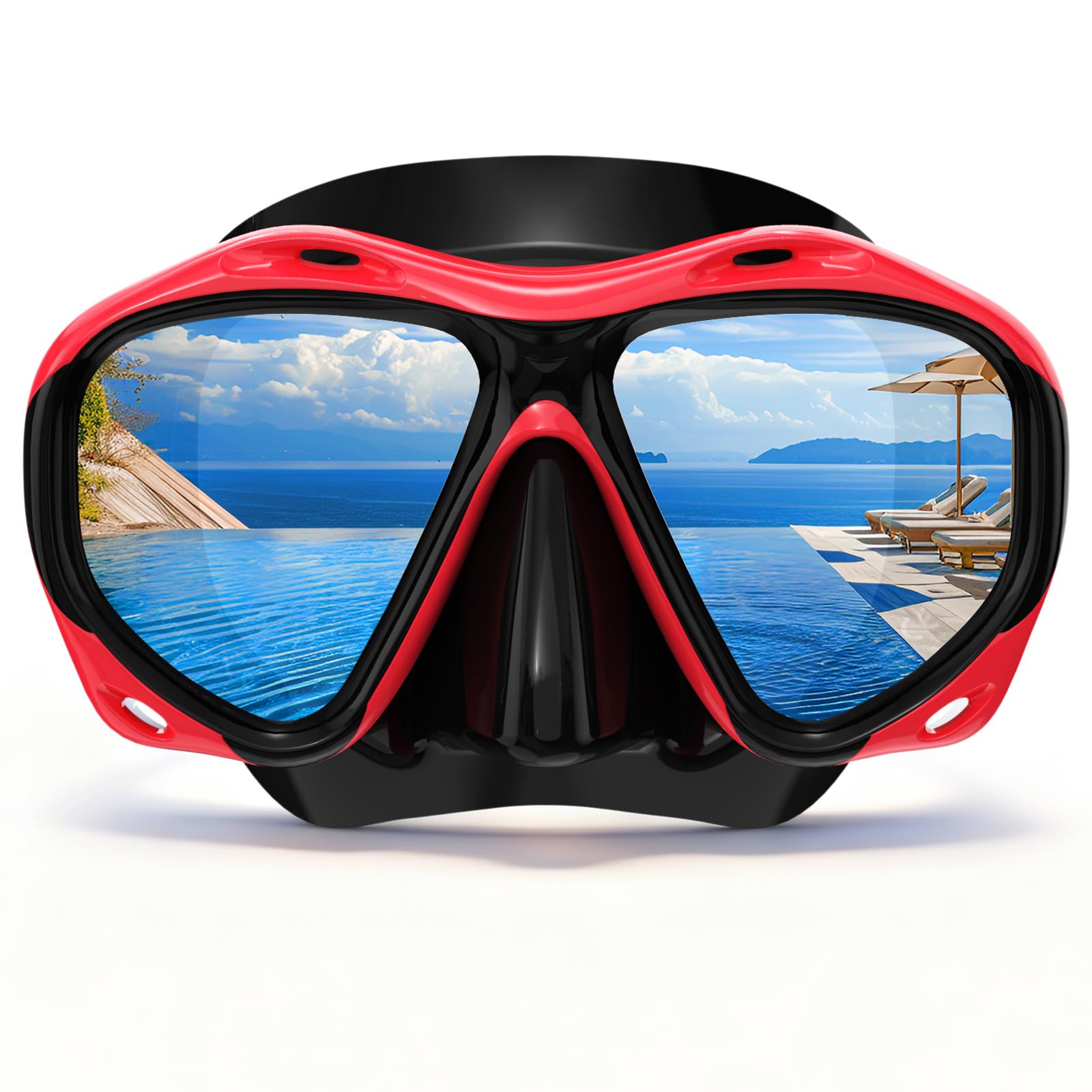 Tauchmaske Erwachsene, Tauchmaske, Schnorchel, Schwimmbrille mit Nasenabdeckung für Jugendliche, Freitauchmaske, Panorama-HD-gehärtetes Glas, Schnorchelausrüstung, Anti-Beschlag-Anti-Leckage