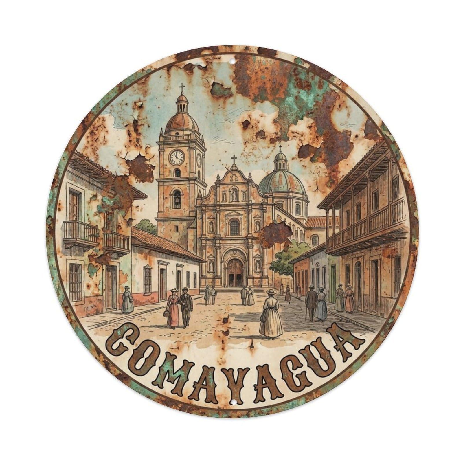 Retro Honduras Travel Comayagua Vintage Metal Tin Sign Plaque Wall Decor for Cafe, Club Bar, Office, Garden Metal Poster 8x8Inch