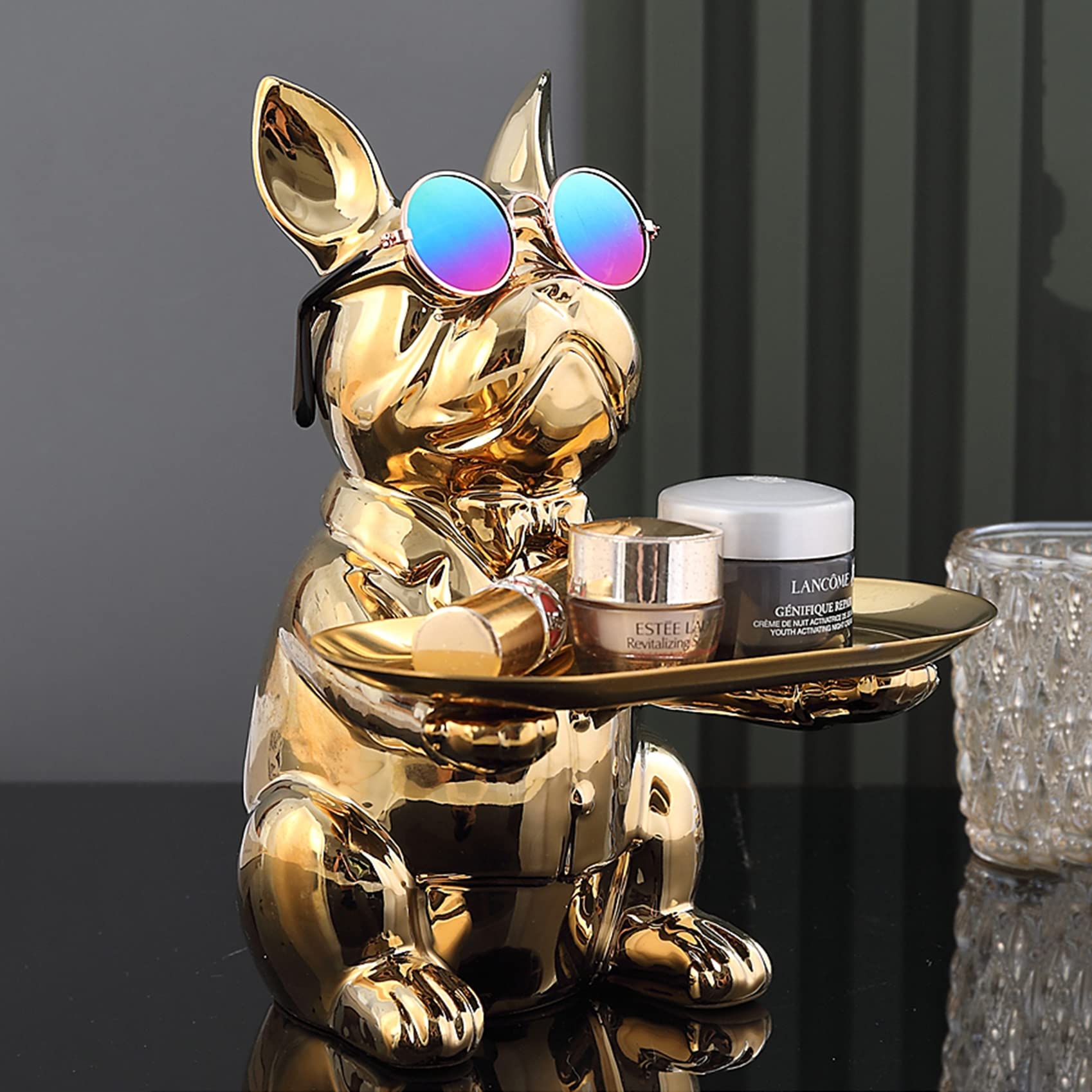 Amazon.co.jp: フレンチブルドッグ像樹脂ブルドッグ彫刻収納トレイ像