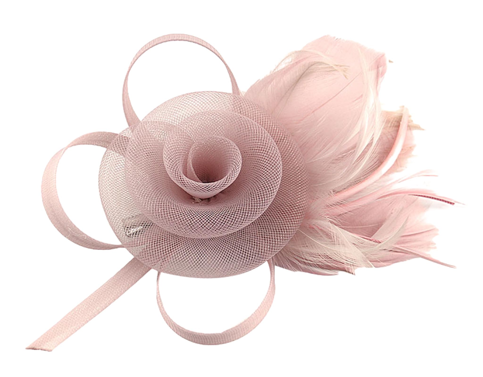 Caistre Elegant Feather Fascinator Hat for Women Vintage Mesh Headpiece with Veil Wedding Hair Accessory Derby Hat Races Party Headwear
