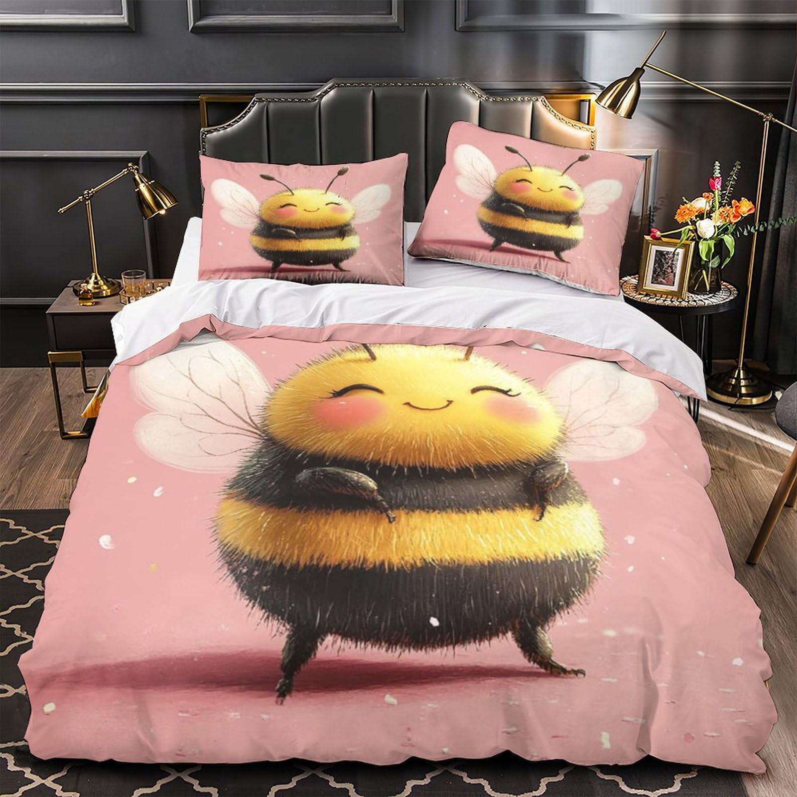 Housse de Couette Abeille Anti-Allergie Fermeture Éclair Enfant