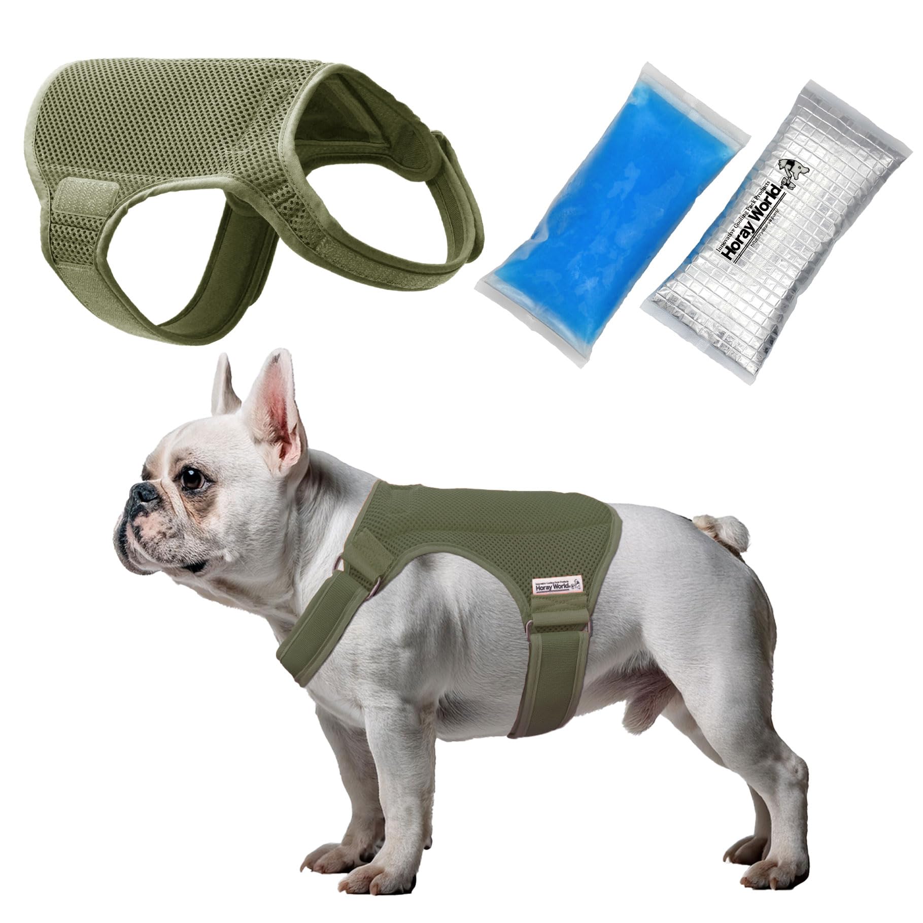 Horay World - Horay Cooling Dog Vest - Dog Cooling Vest with Innovative Cooling Packs (M, Olive Green)