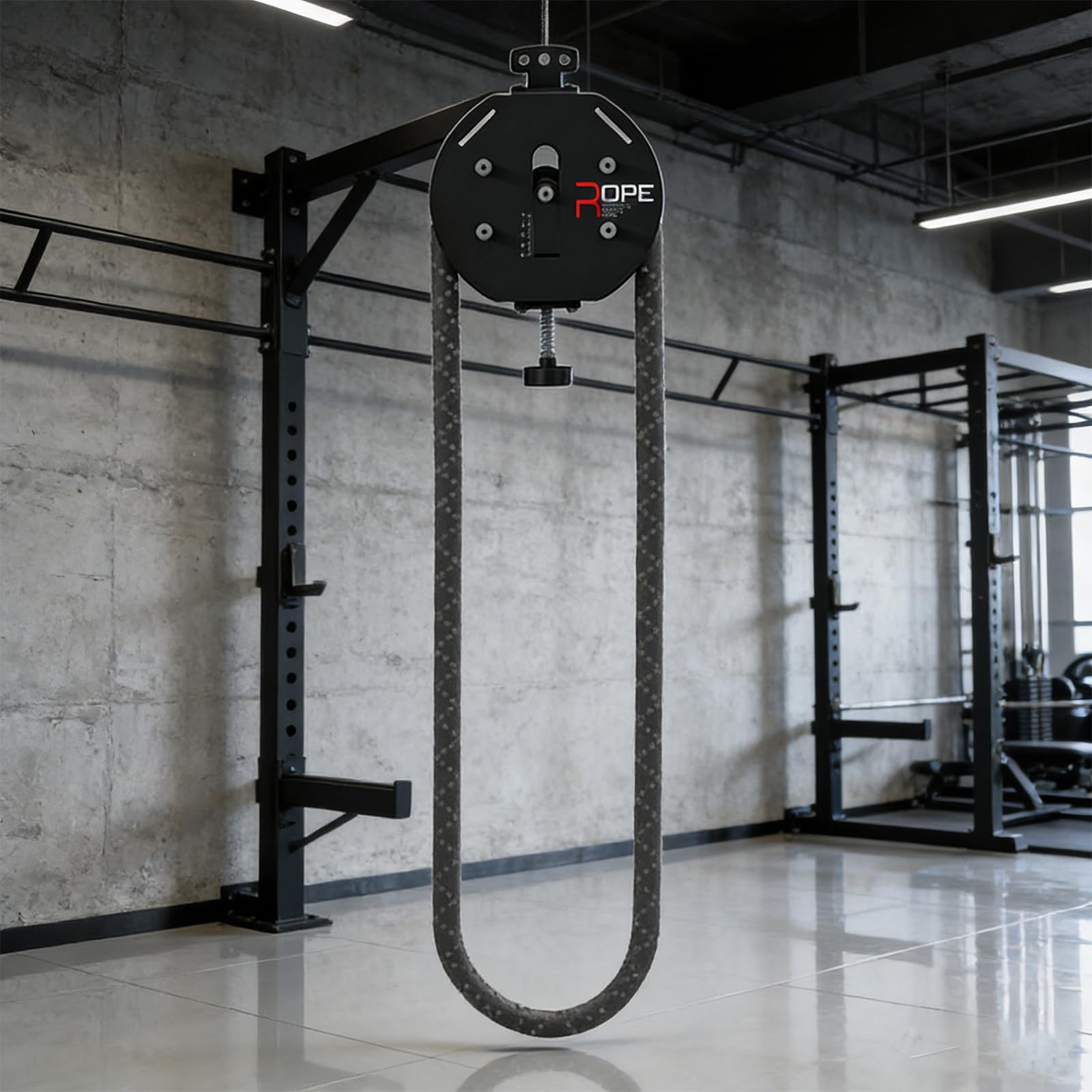 Máquina de Poleas y Entrenador de Cuerda Infinita para Gimnasio en Casa, Resistencia Ajustable, para Ejercicios de Brazos, Espalda y Coordinación Black