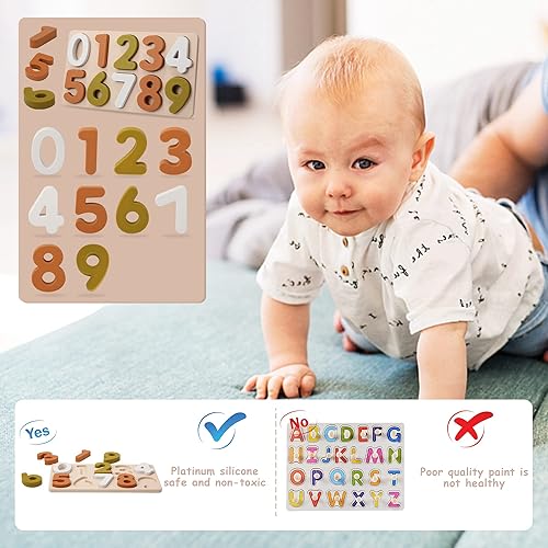 Miniatura 5 de Rompecabezas de silicona para niños pequeños Montessori Learning Number Toy Board para bebés y niños pequeños, juguetes regalos para niños pequeños