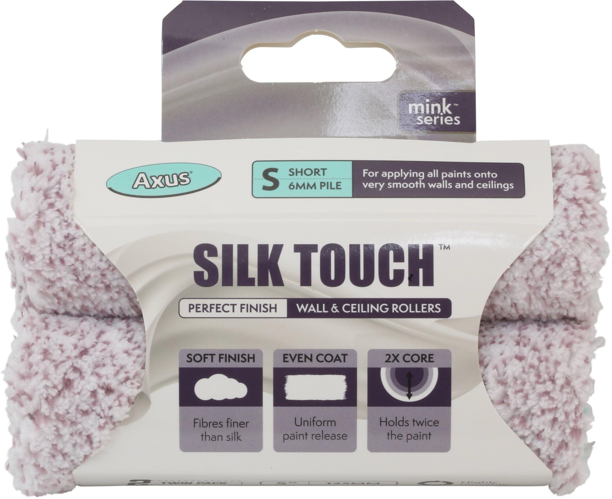 AXUS - 'Silk Touch 5" Roller Sleeves, Short Pile (Mink Series) - 2-Pack