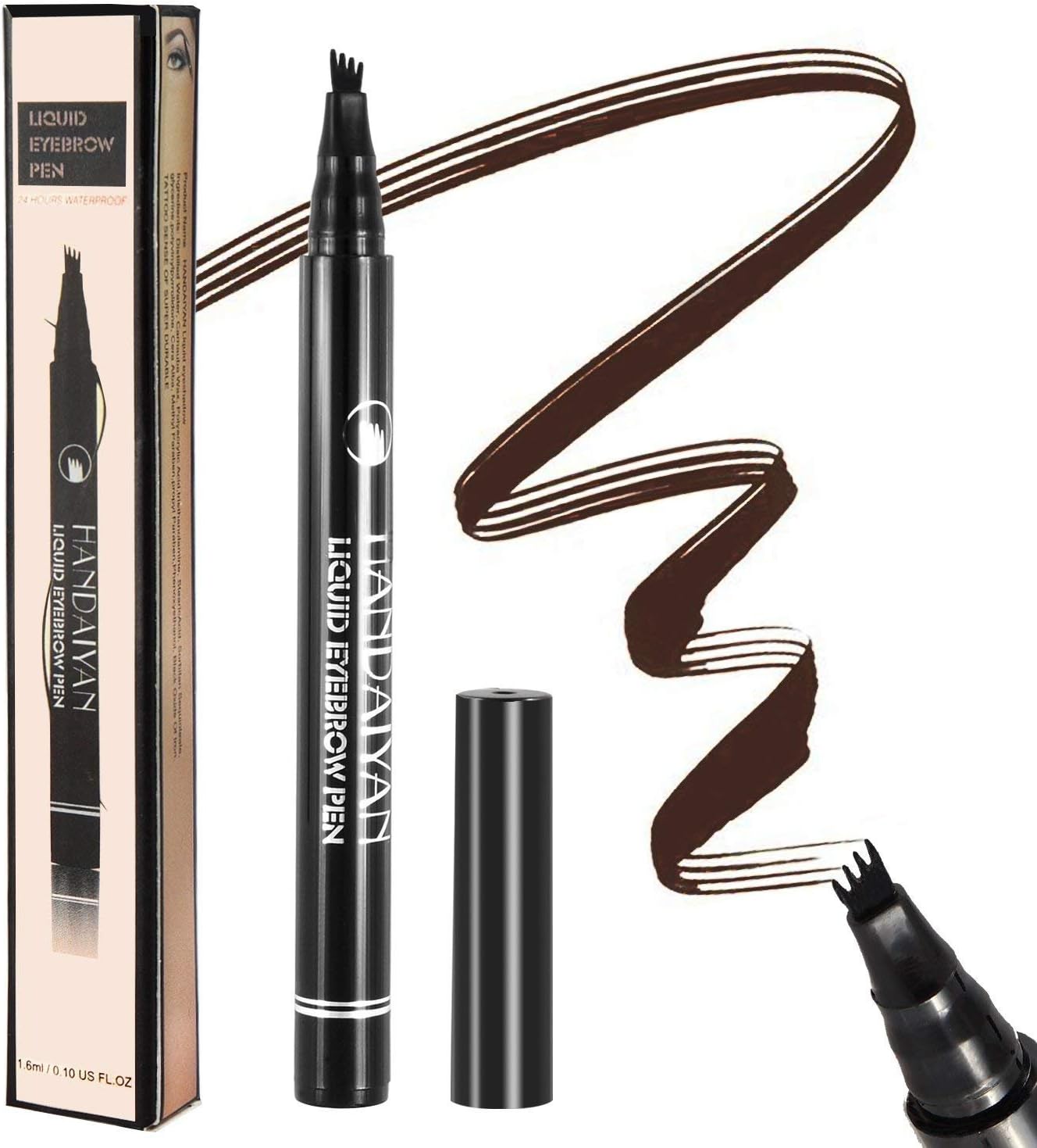 Tattoo eyebrow pen eyebrow microblading pen with fork tip long-lasting waterproof liquid eyebrow pen for creating natural 3d eyebrow, perfect for waking beauty(Dark Brown)