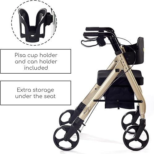 Miniatura 6 de Comodità Prima - Andador especial con asiento, andador con ruedas para adultos y personas mayores, asiento ortopédico de 16 pulgadas de ancho y 4