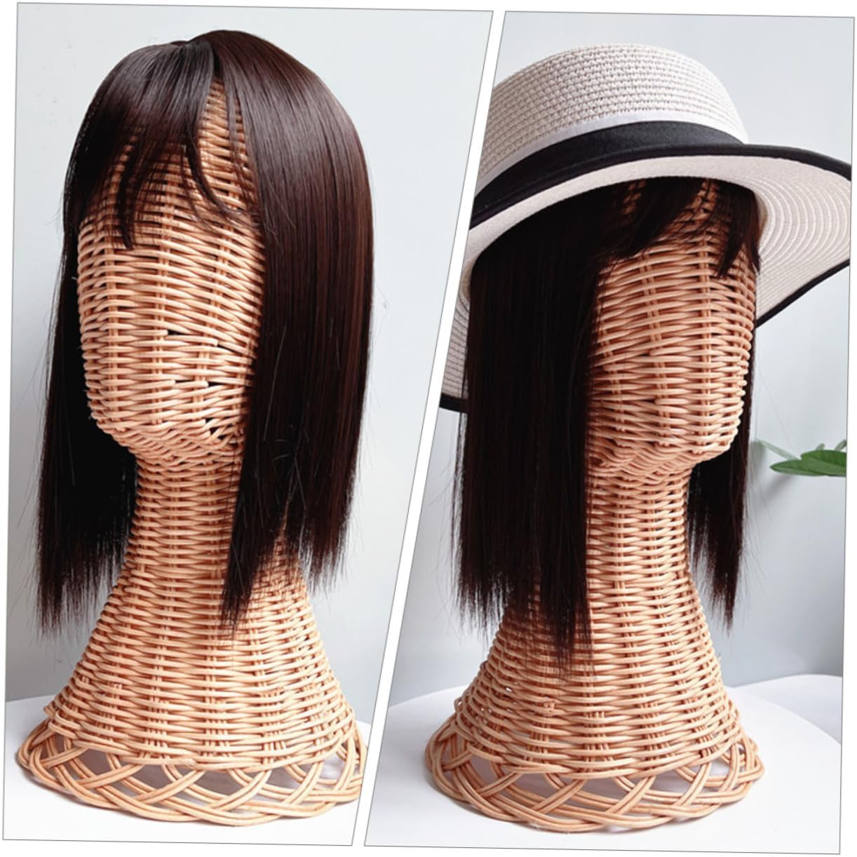STOBAZA Creative Rattan Hat Display Stand Baseball Hats Wig Holder Coat Rack Stand Hat Stands for Display Wicker Mannequin Rattan Woven Hat Holder Hat Rack for Closet Cap Holder Wine