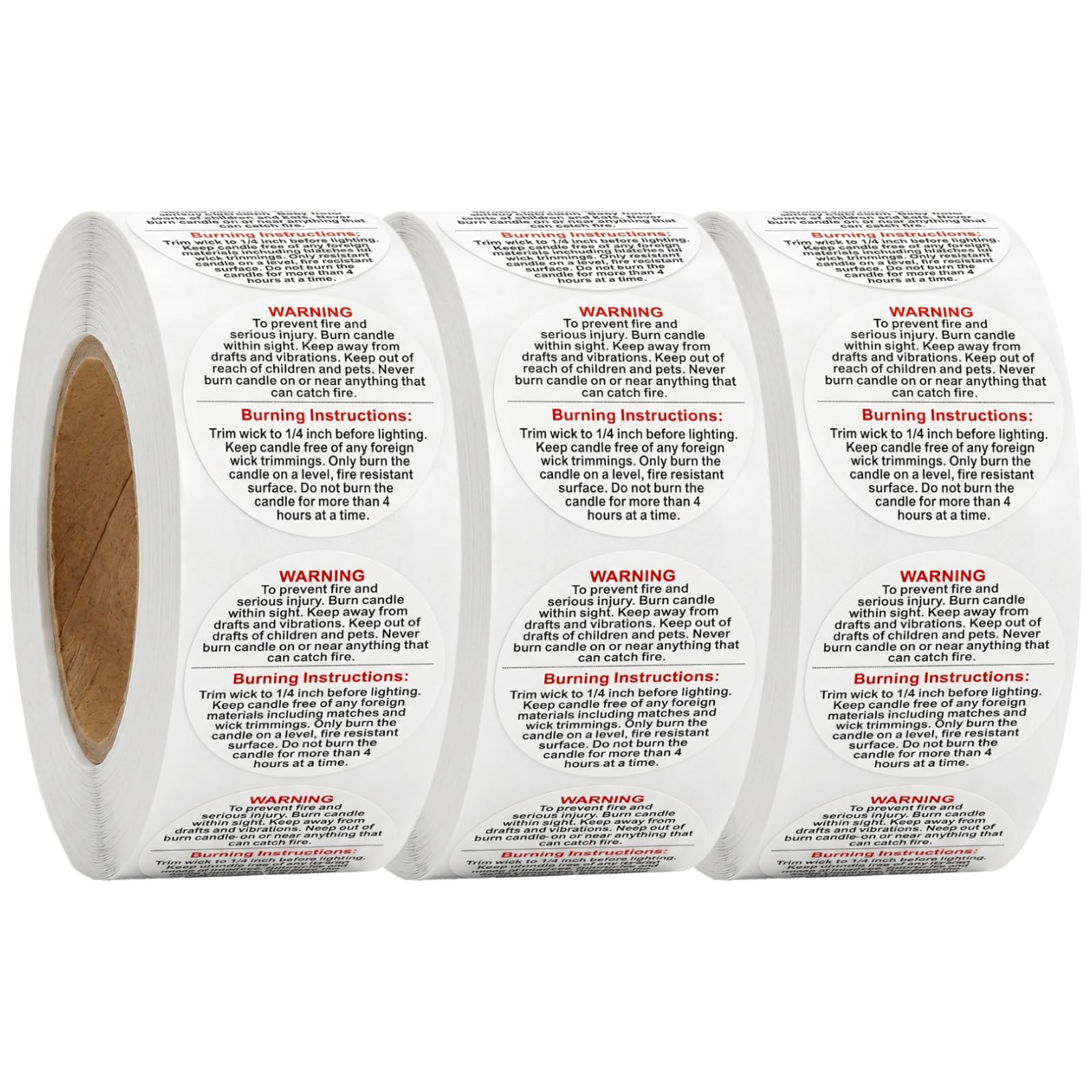Werownsgso 1500PCS Candle Warning Labels Stickers 1 Inch Round Safety Labels Self Adhesive Warning Sticker Suitable for Jars DIY Candle Making Supplies and Accessories