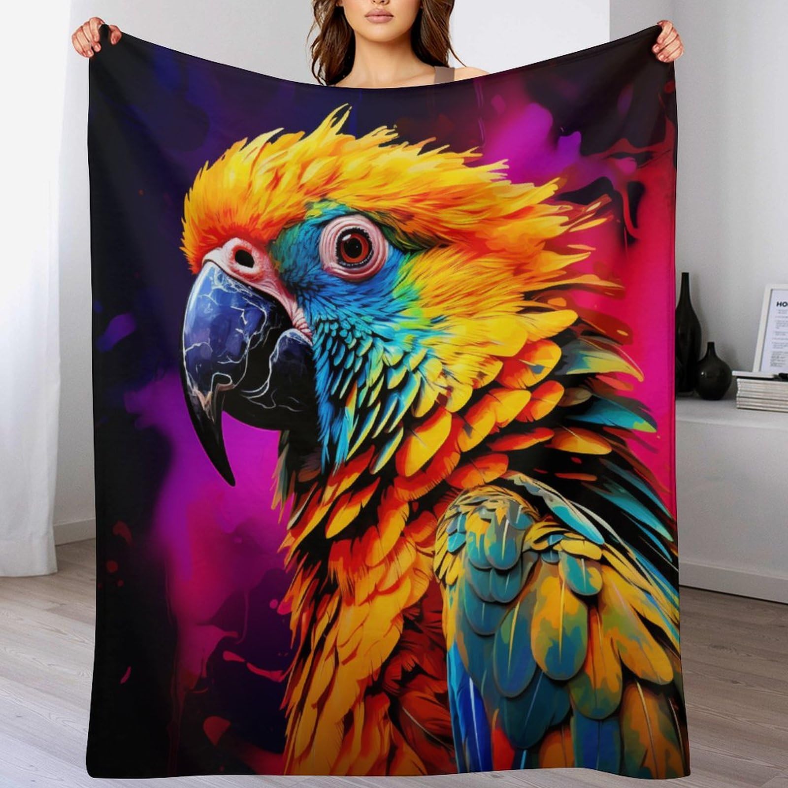 Parrot Plush Blanket Blanket,Soft Warm Fuzzy Throw Blankets Kids Or Adults for Crib Bed Couch Chair Four Seasons Living Room Travel Outdoor（130×150cm） — image 1