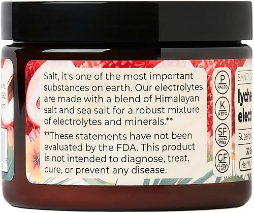 Miniatura 6 de Santa Cruz Paleo Polvo de electrolitos, sabor a lichi, mezcla de bebida de hidratación sin azúcar con sal rosa del Himalaya, sal marina, glicinato