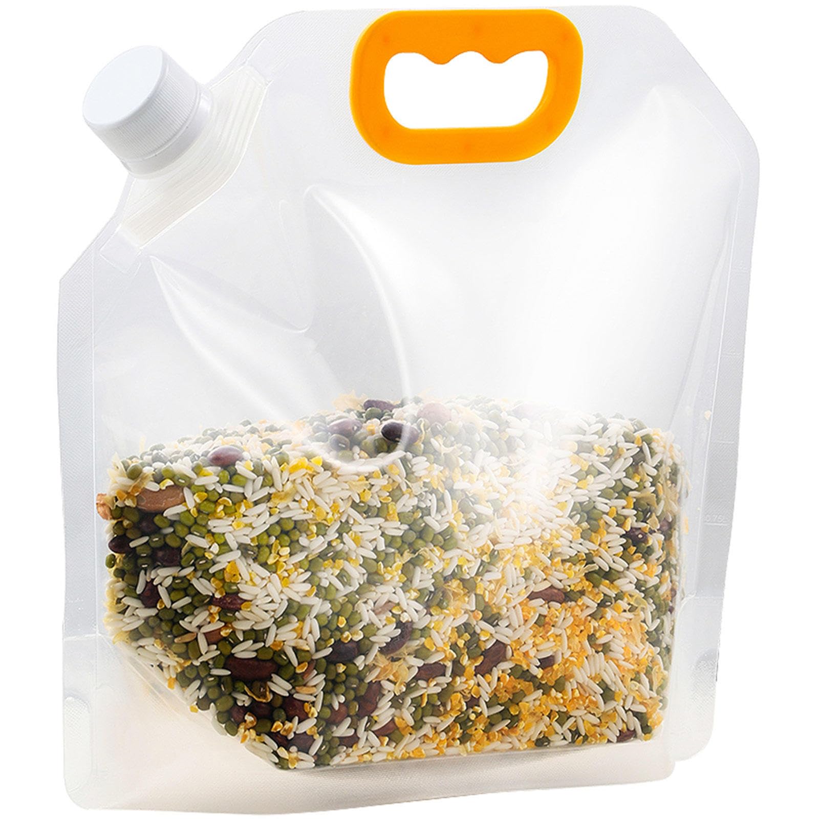 Reusable Food Container Bags, 10pcs Clear BPA Free Grain Moisture-Proof Sealed Bags Dry Food Storage Bag with Lids, Kitchen Organization for Grain,Flour,Barley,Beer,Juice,9.7"x8.9"