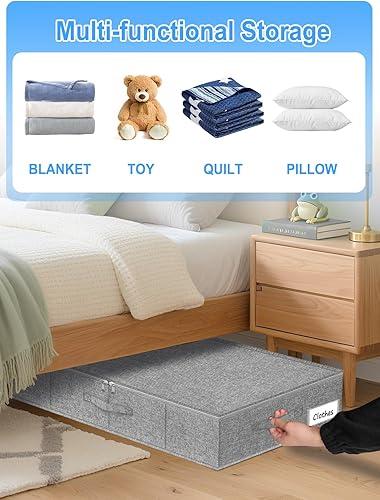 Miniatura 5 de Almacenamiento debajo de la cama, paquete de 2 bolsas de almacenamiento debajo de la cama con tapa, organizador plegable y resistente de