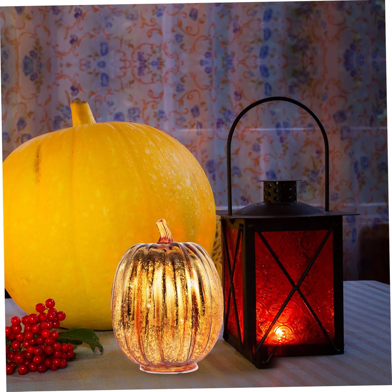 IMIKEYA 1pc Decorative Glass Pumpkin Light Creative Led Pumpkin Lantern for Halloween Home Decor for Parties and