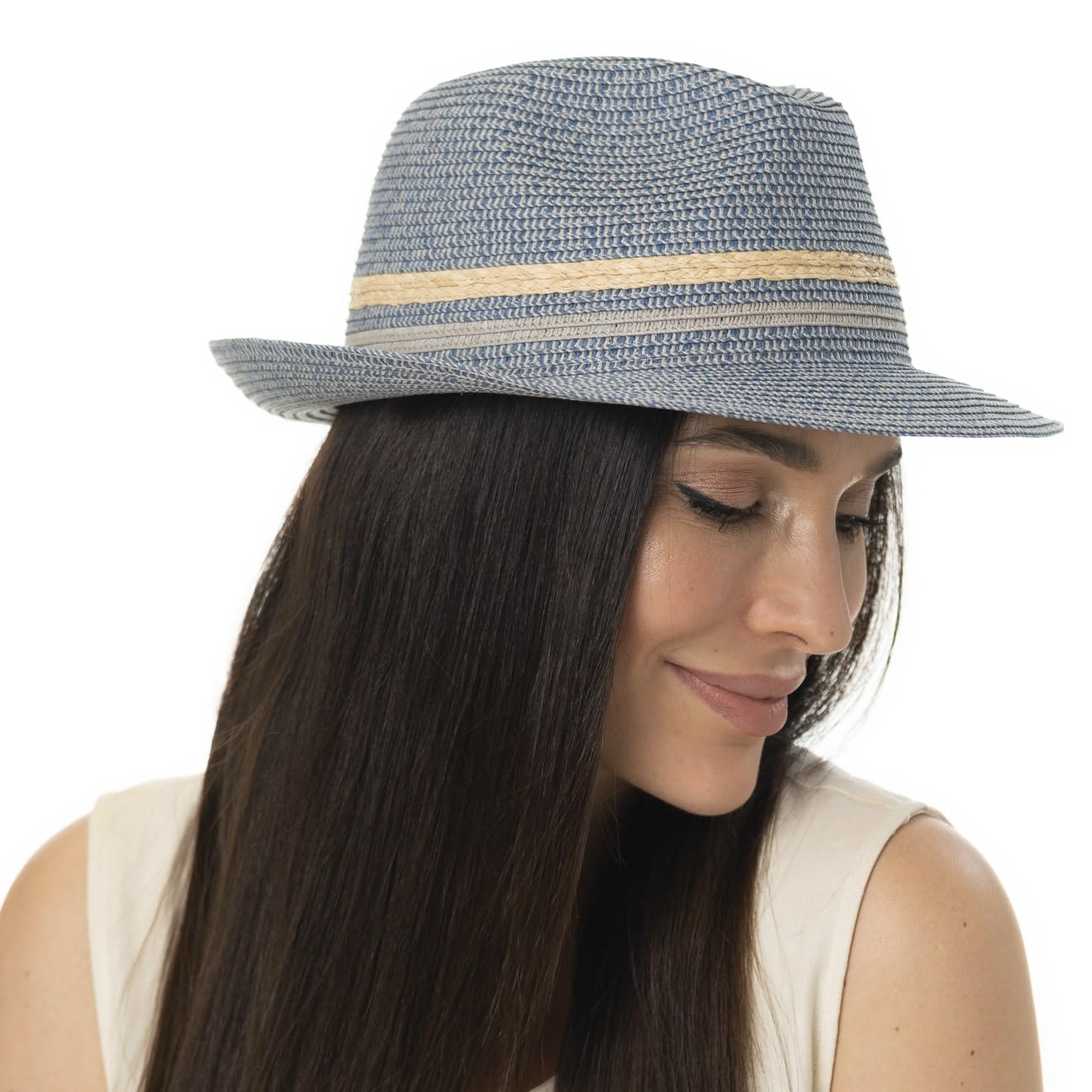 Lipodo Costanzo Bogart Strohhut Mehrfarbiger Hut mit Streifenmuster Leicht robust Made in Italy Herren Frühjahr Sommer