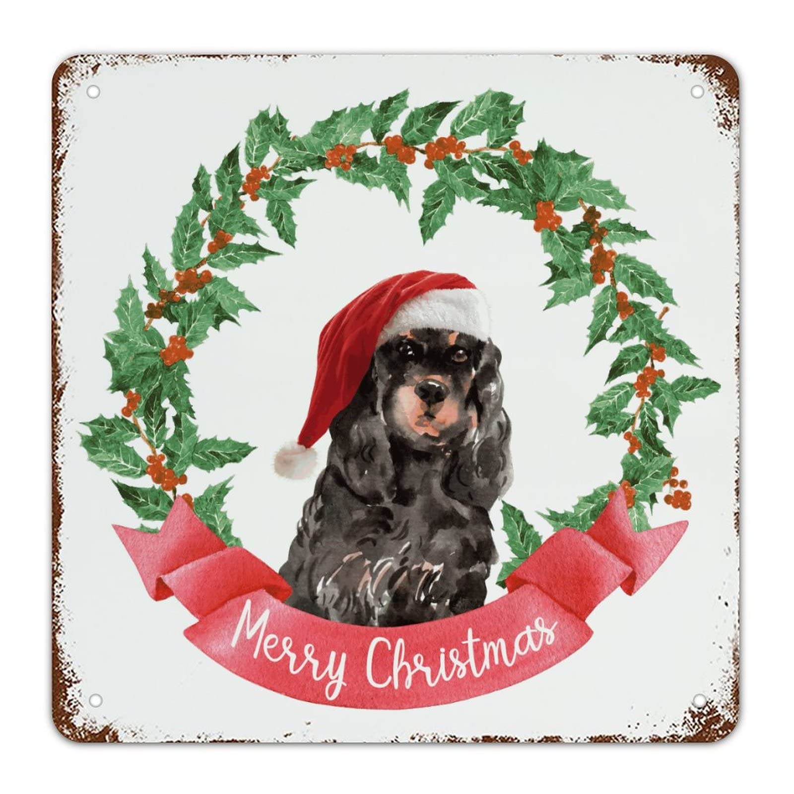 Couronne de Noël pour animal domestique et panneau husky en métal