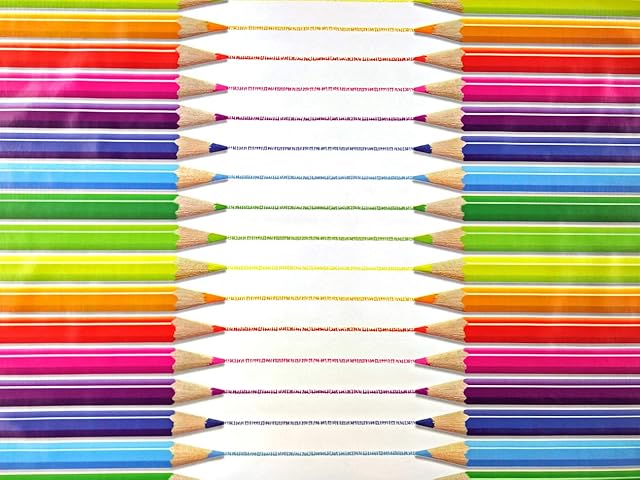 Jolee Fabrics Crayons & Pencils Design PVC Square Tablecloth - 130 x 130
