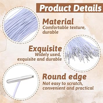 SUPVOX 50PCS Elastic Barbed Cords Loop Stretch Round String with Metal Barbs Fastener for DIY Party Hats Mask Making Book Binding and Crafting Menus